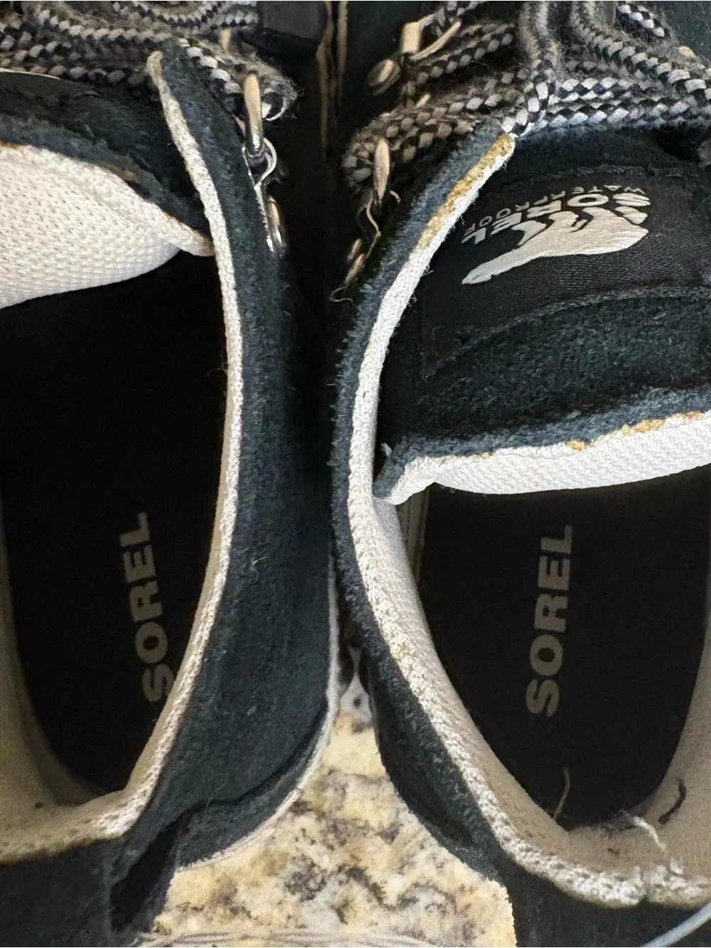 Sorel Kids Black Suede Waterproof Lace-Up Rain Boots